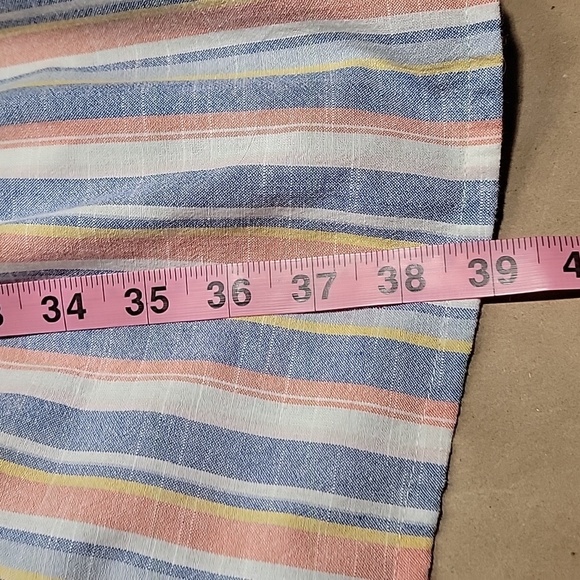 Harlow & Rose Size M "Washed Linen" color Pastel Stripe Tiered Knee-Length Dress - Picture 11 of 14